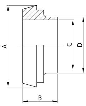 Σχέδιο κωνικού στομίου συγκόλλησης DIN 11851