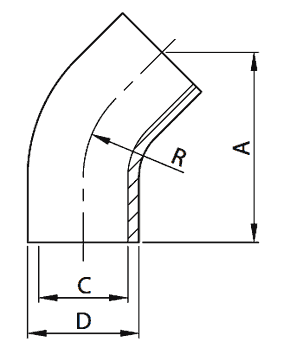 Γωνία 45&deg SMS ανοξείδωτη τροφίμων συγκόλλησης